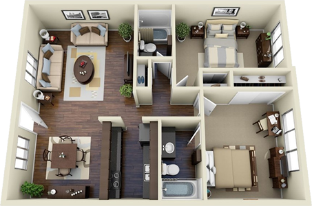 The Canyon - 2  Bedroom / 2 Bath - 1,099 Sq. Ft.*